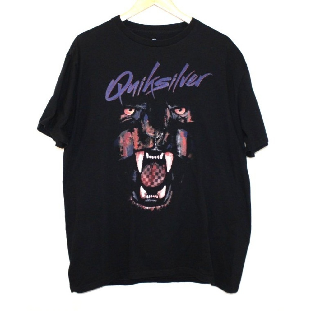 Quiksilver black graphic short sleevce t-shirt Size XL panther fangs